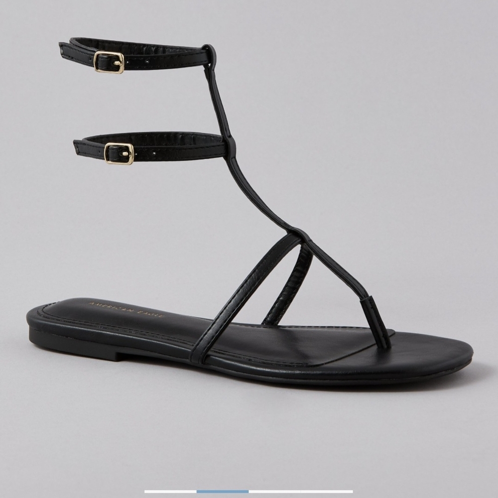 American Eagle Outfitters Black Double-Strap Sandals